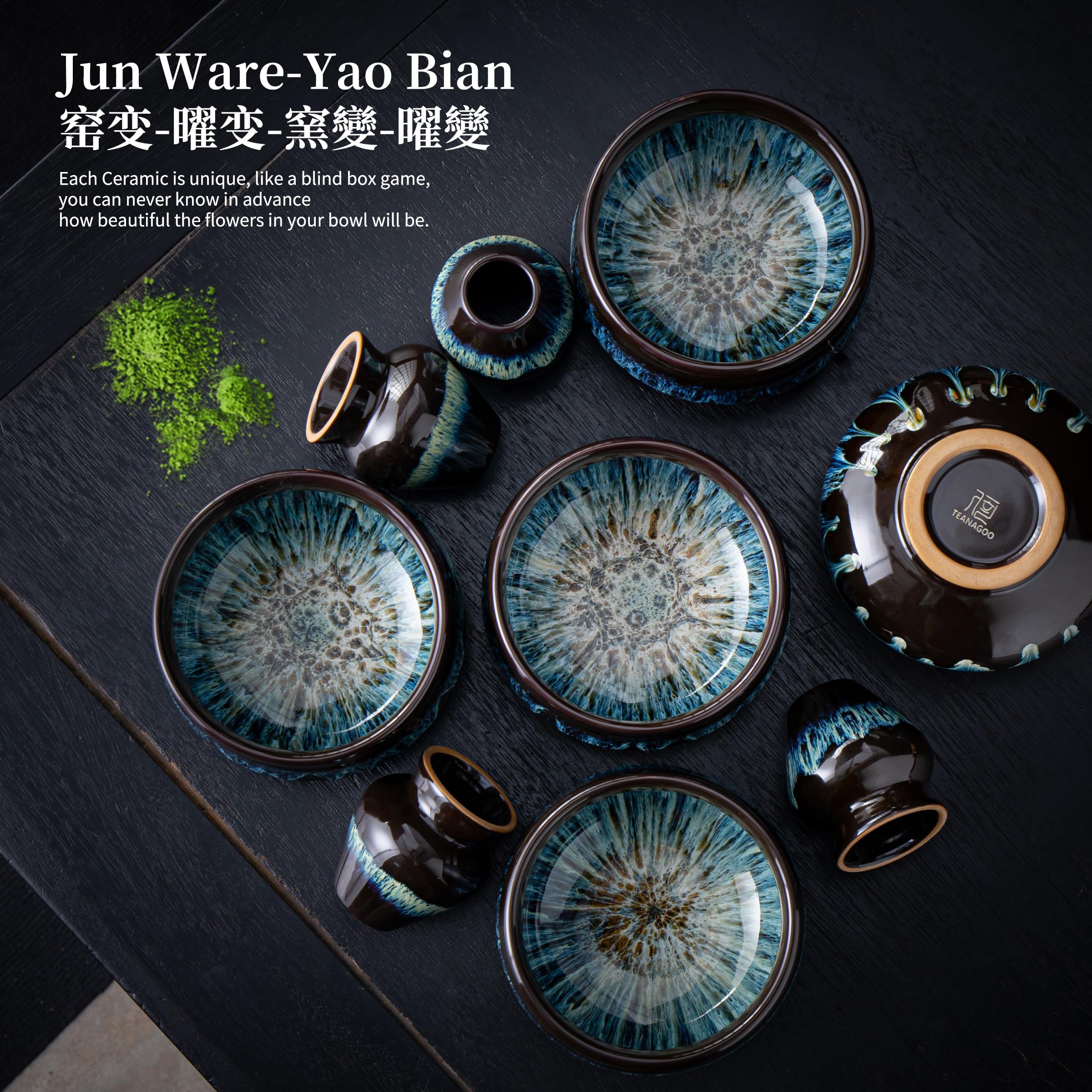 TEANAGOO 7-Piece Matcha Tea Set with Bamboo Whisk and Ceramic Bowl
