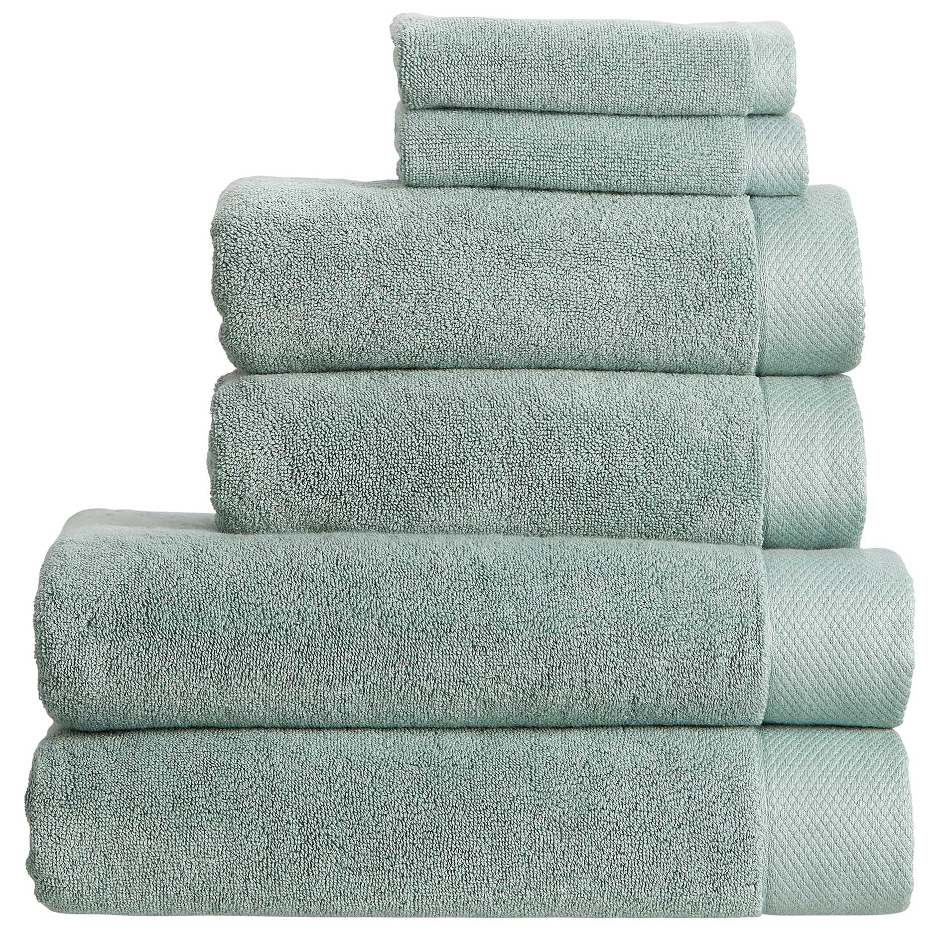 Christy Luxe 6 Piece Turkish Cotton Towel Set – 730GSM Surf Green
