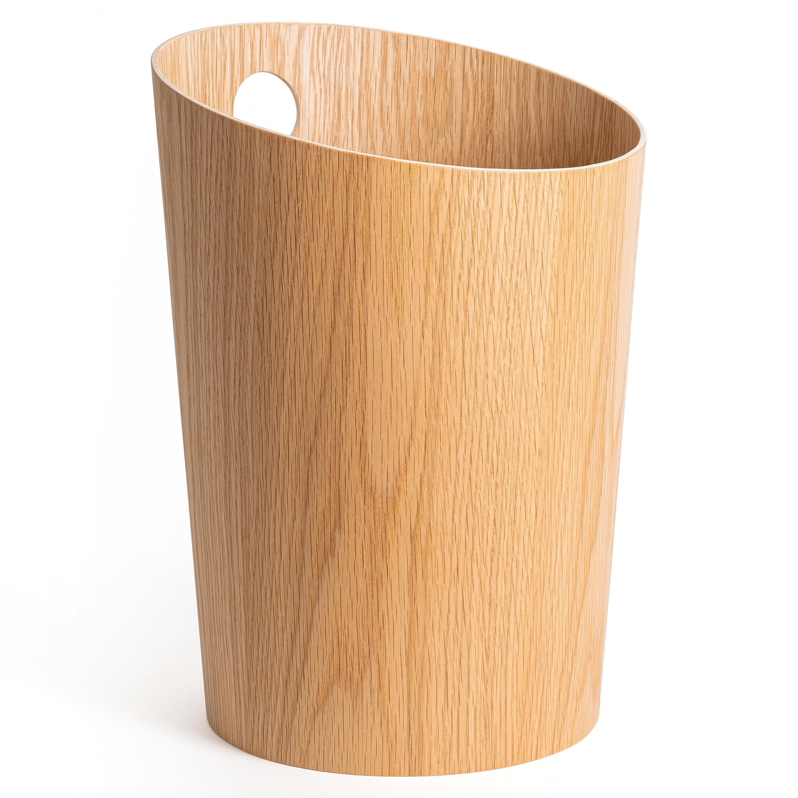 Kazai Bennet Real Wood Veneer Paper Bin – Oak Minimalist Waste Basket