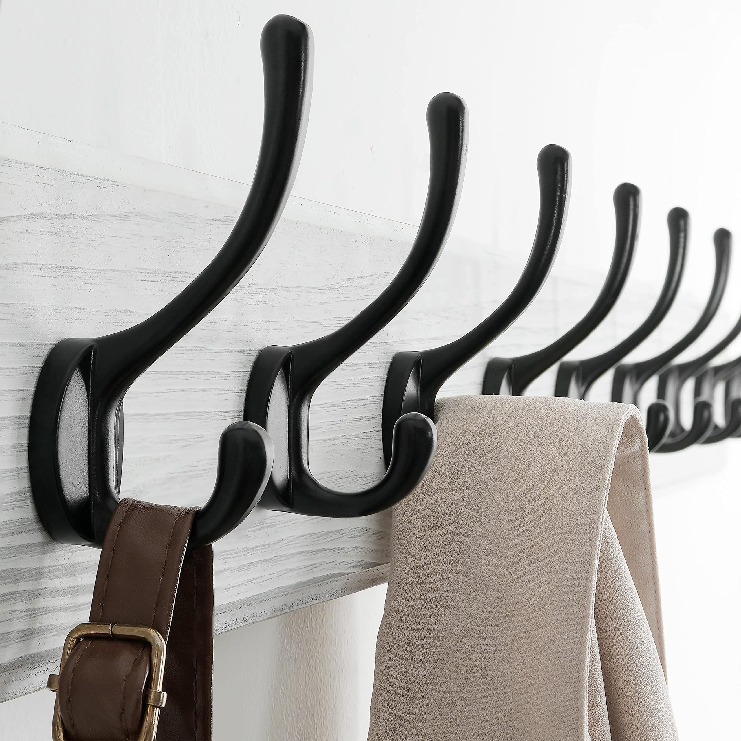 SKOLOO Farmhouse Wall Mounted Coat Rack | 10 Hook Rustic Pine Wood Hanger