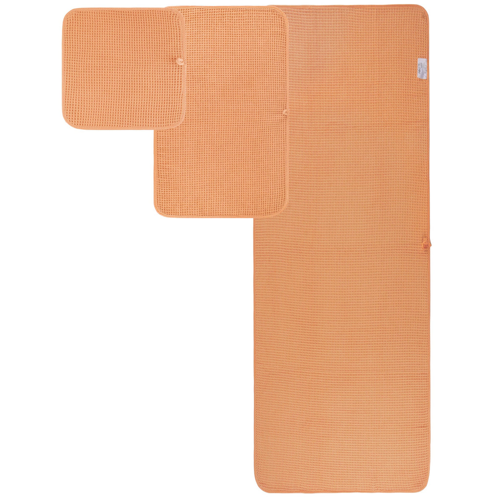 Polyte Microfiber Waffle Weave Bath Towel Set - 6 Piece Quick Dry - Orange