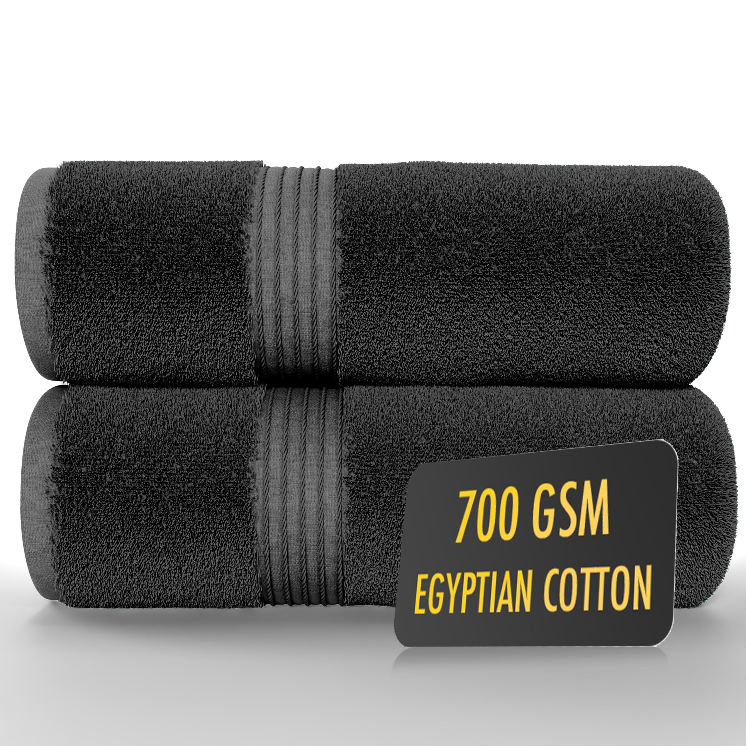 ALSAP Egyptian Cotton Bath Towels - 700 GSM Charcoal Set of 2
