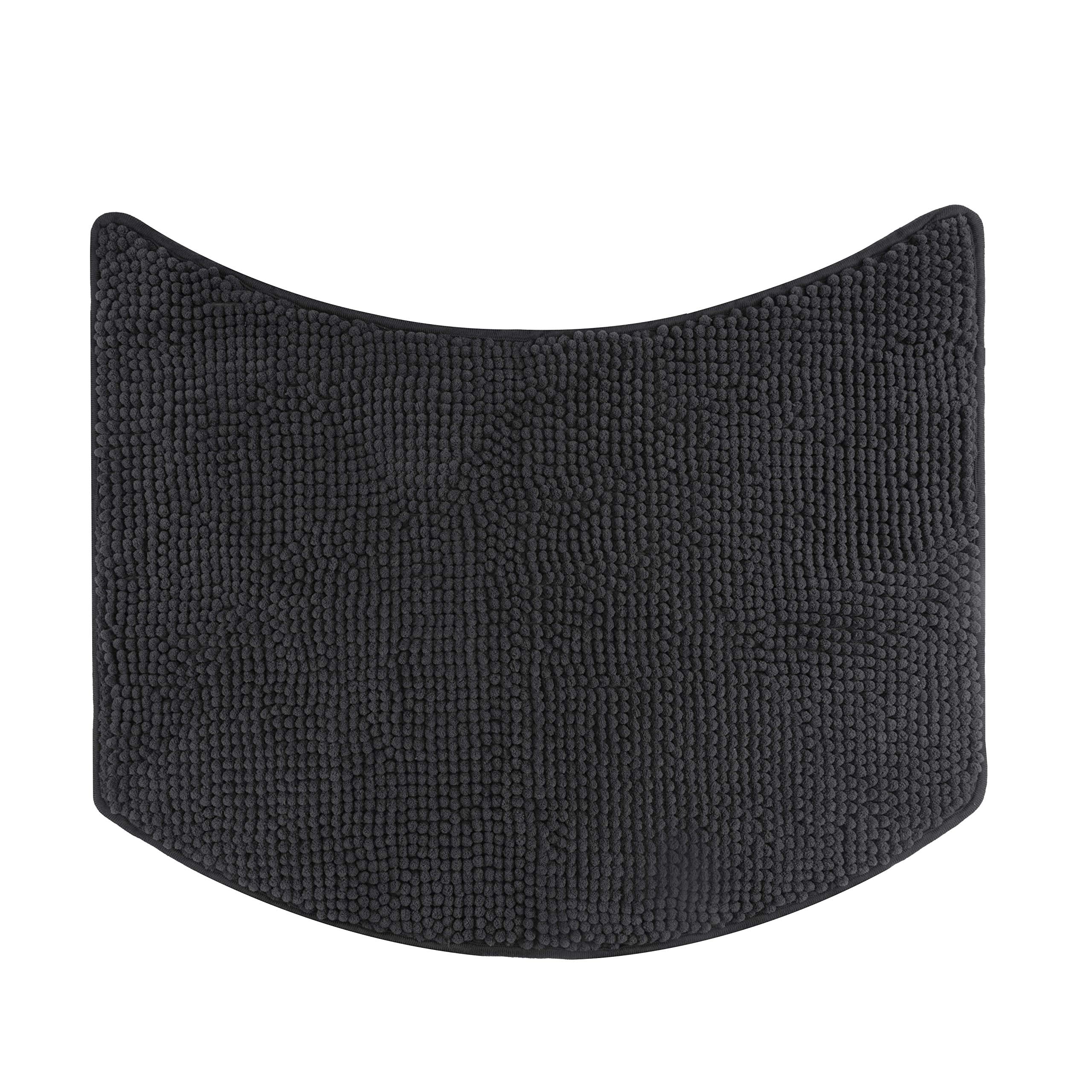 Chenille Curved Bath Mat – Non-Slip Round Shower Rug, Anthracite