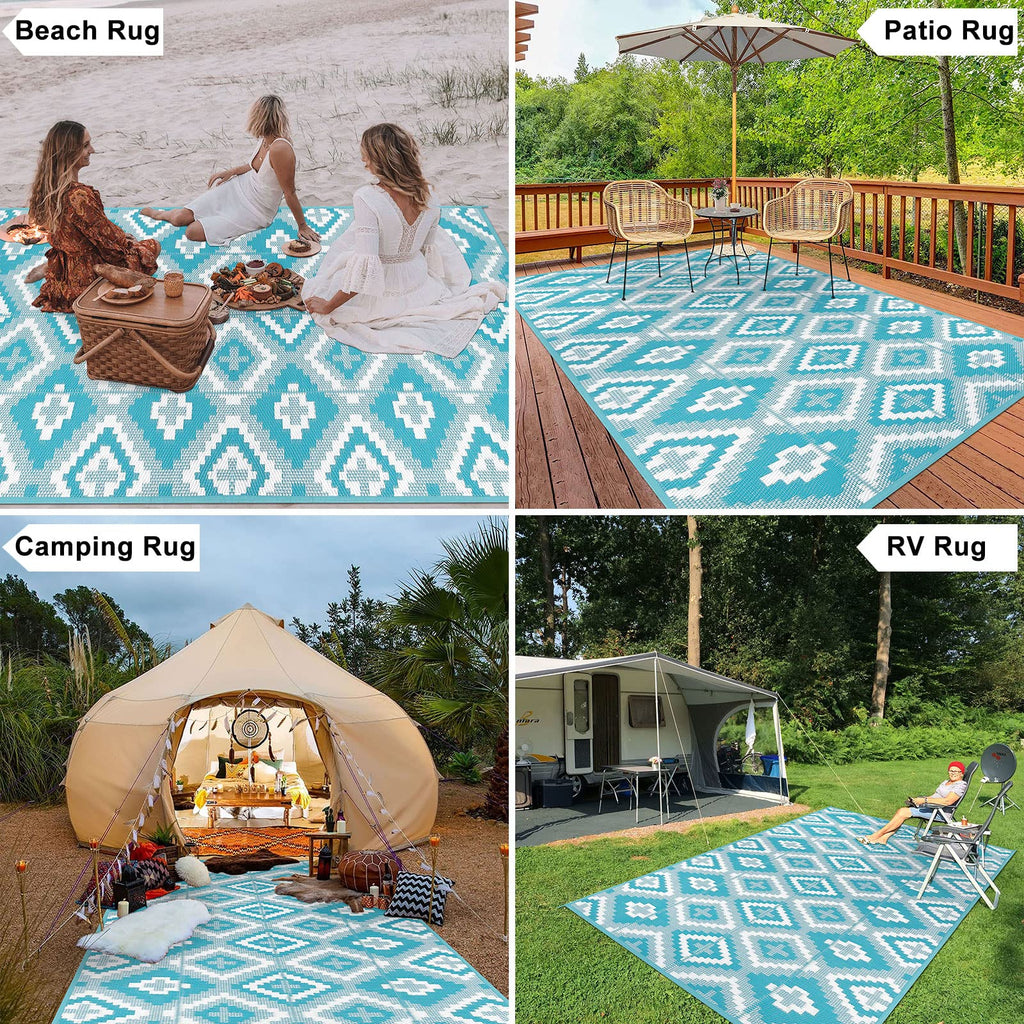 Enyhom Outdoor Rug | 150x240cm Reversible Plastic Straw Picnic Mat