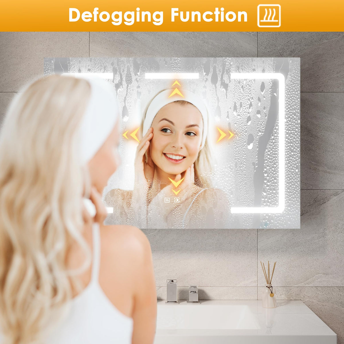 ELEGANT LED Bathroom Mirror Cabinet with Shaver Socket, Grey, 900x600mm - image 5