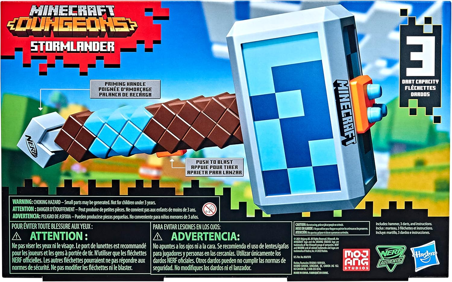Nerf Minecraft Stormlander Dart-Blasting Hammer – 3 Elite Darts