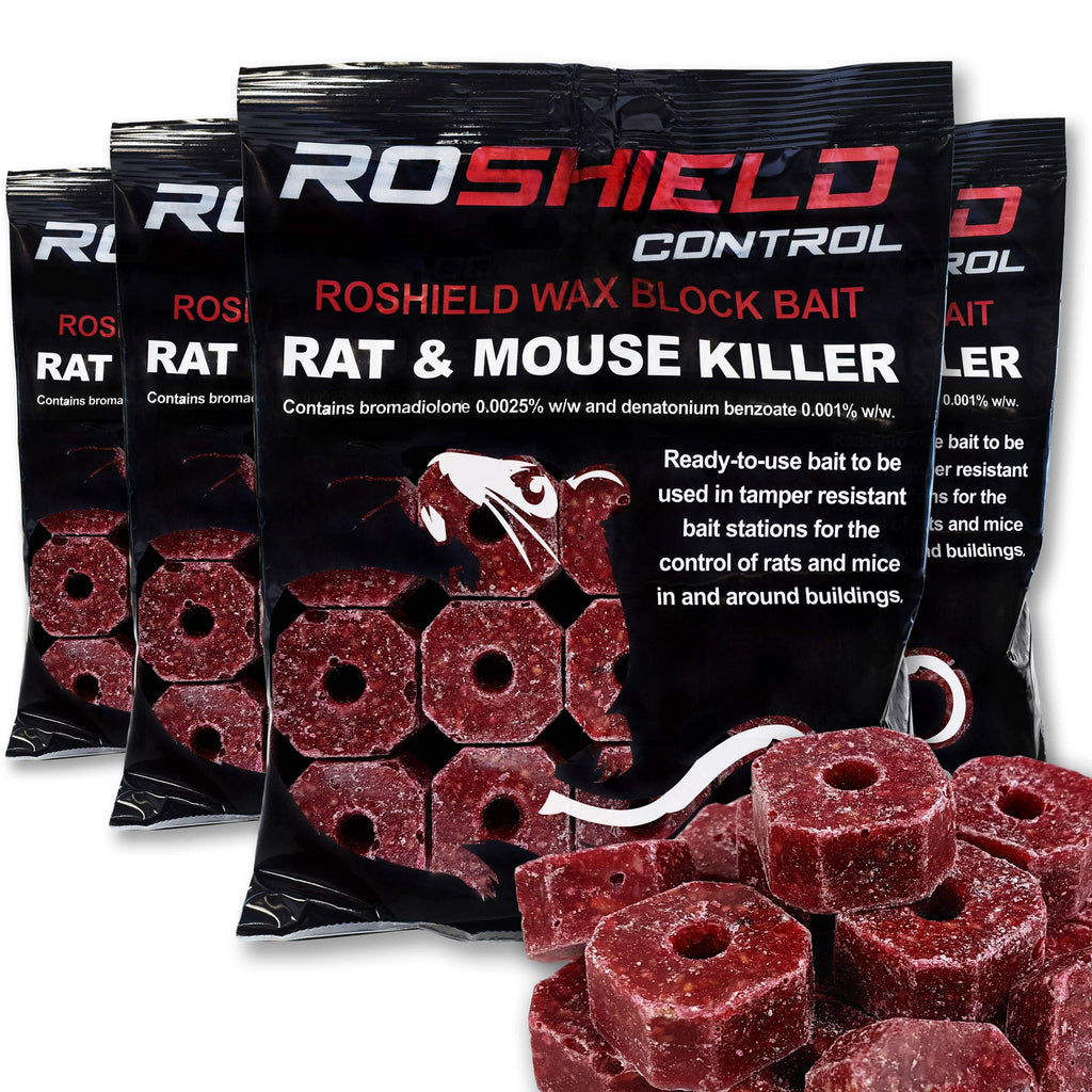 Roshield Rat Killer Kit | 4 Tamper Proof Bait Boxes & 300g Wax Blocks