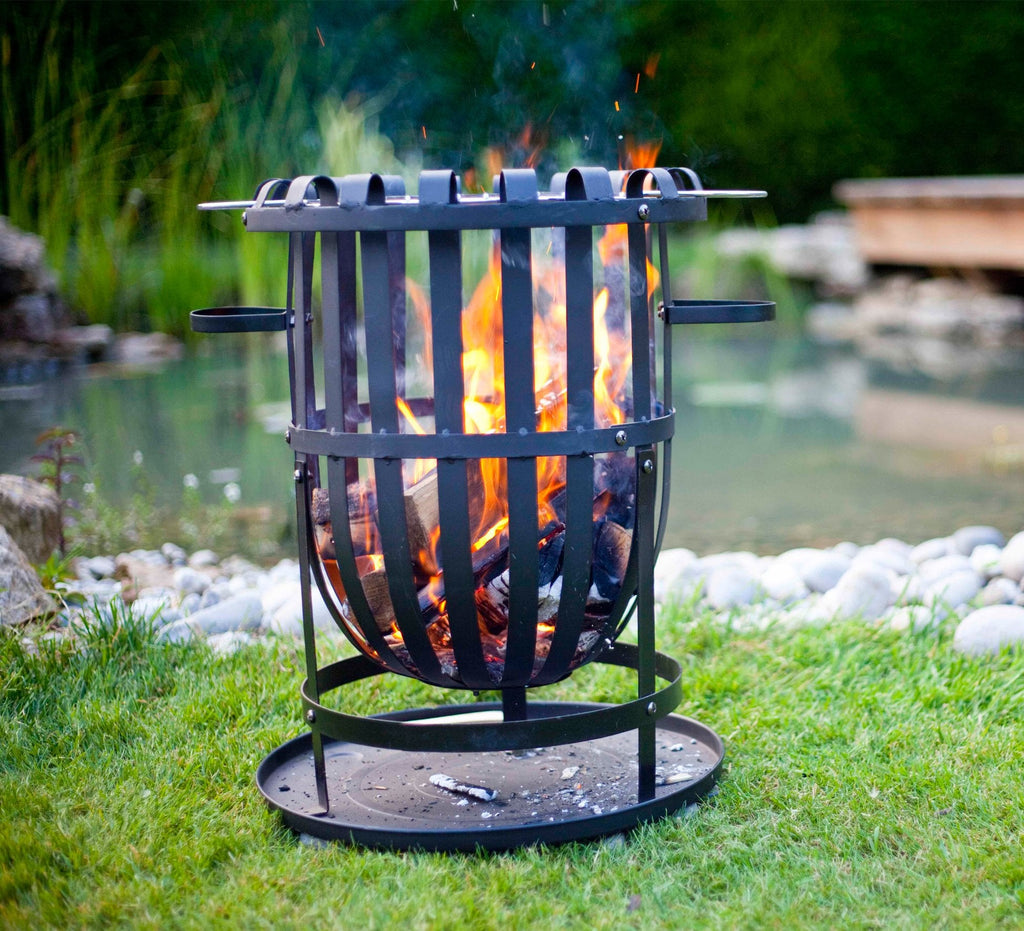 La Hacienda Vancouver Steel Firebasket with Grill and Ash Tray - Black