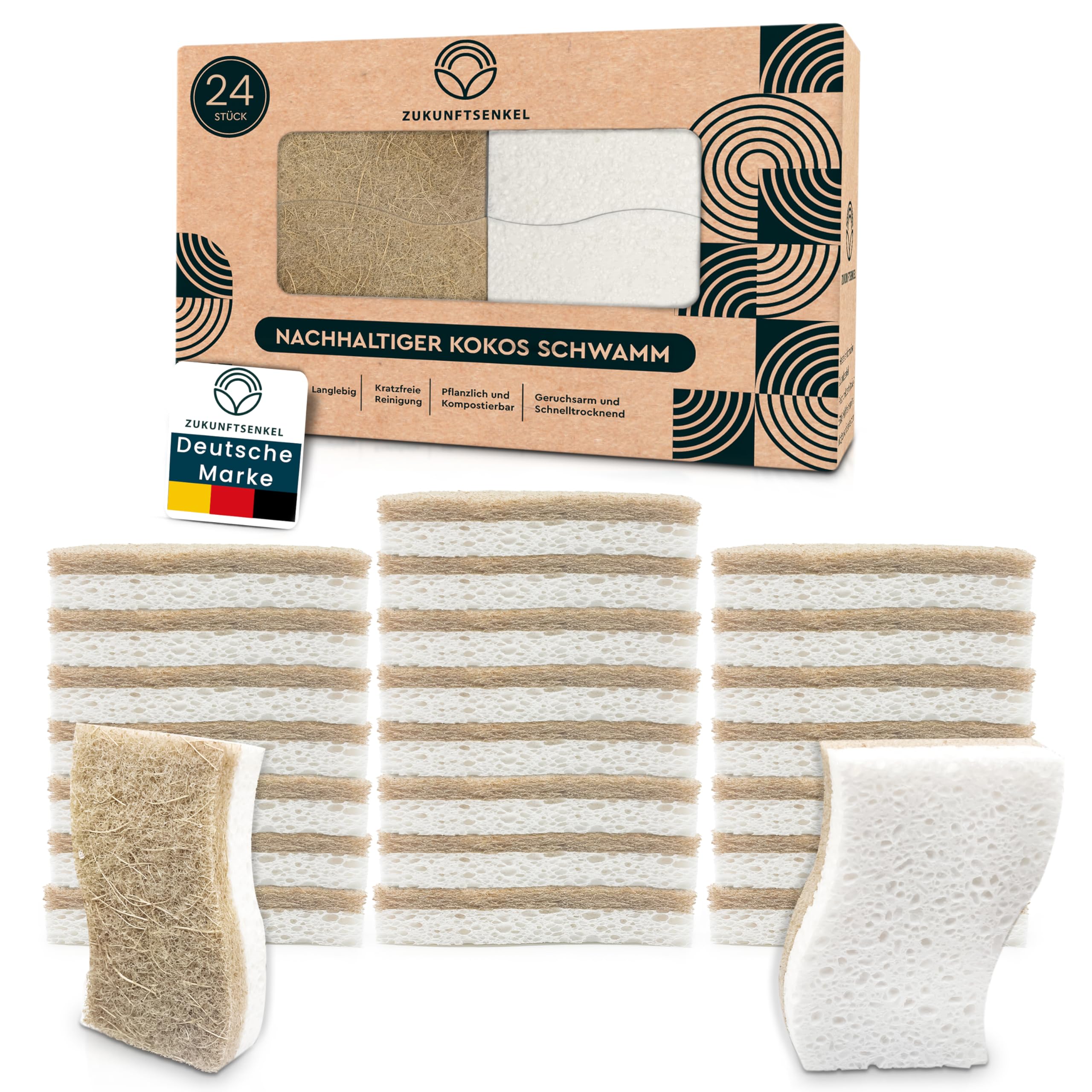 Jolof Store Coconut Dishwashing Sponge – Natural & Biodegradable (24 Pack)