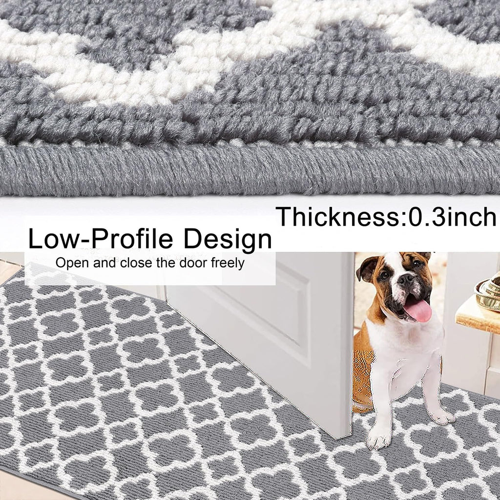 SHACOS Non-Slip Hallway Runner Rug - 60x240cm Washable Grey Carpet