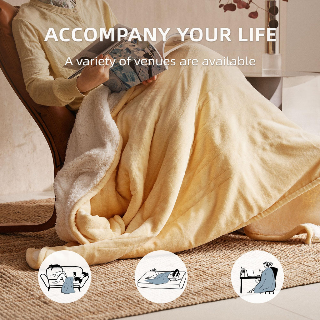 JET'S HOME Electric Blanket – 130x160cm Heated Throw with 6 Heat Settings