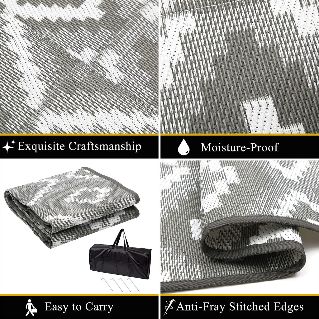 Enyhom Reversible Outdoor Rug | 180x270cm Waterproof Plastic Straw Patio Mat