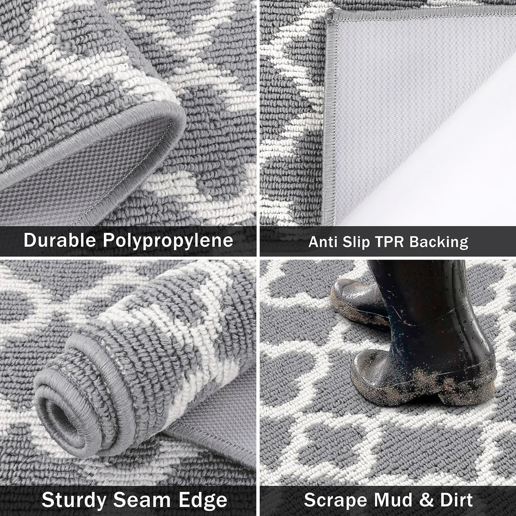 SHACOS Non-Slip Hallway Runner Rug - 60x240cm Washable Grey Carpet