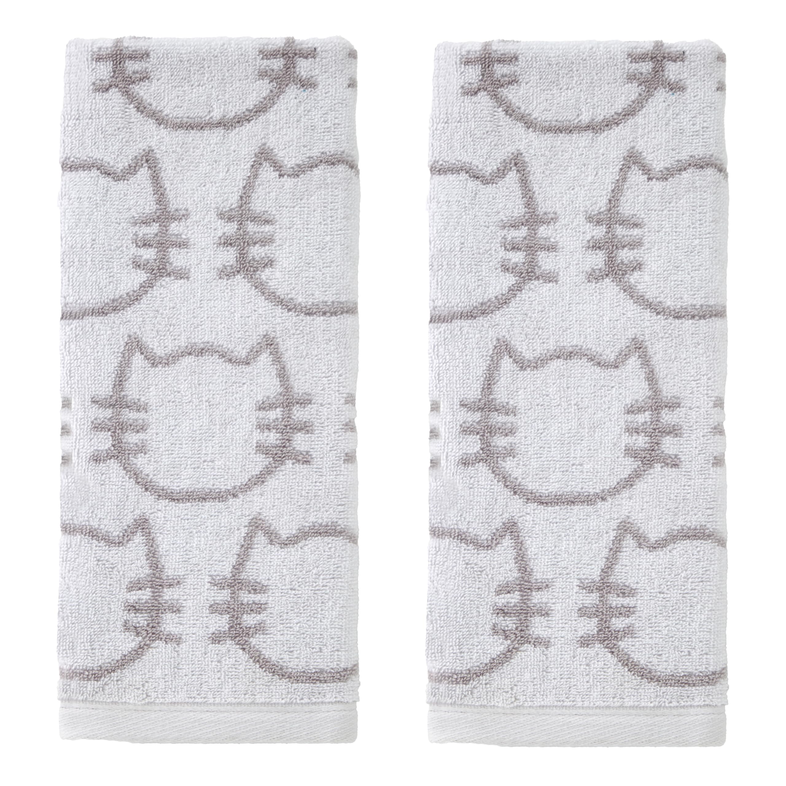 SKL Home Cat Hand Towel 2-Piece Set | Terry Jacquard Bath & Kitchen
