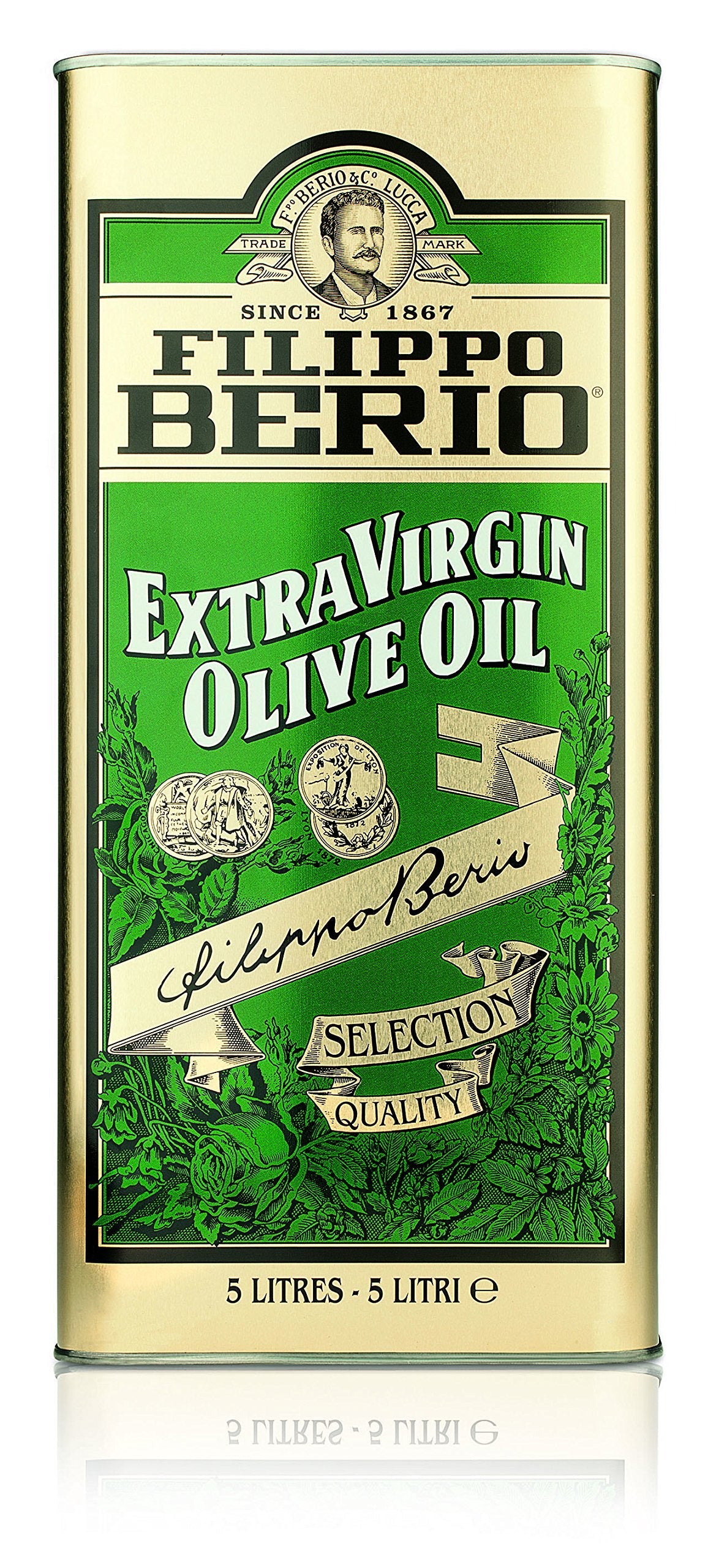 Filippo Berio Extra Virgin Olive Oil – Italian Gourmet Cooking Tin, 5L