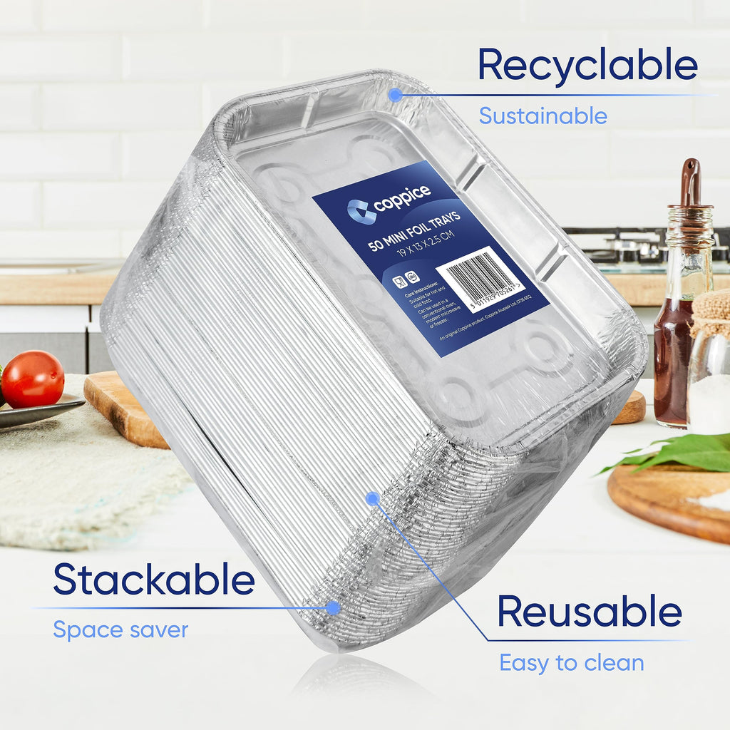 Coppice Small Aluminium Foil Trays for Baking & Food Storage | 100 Pack