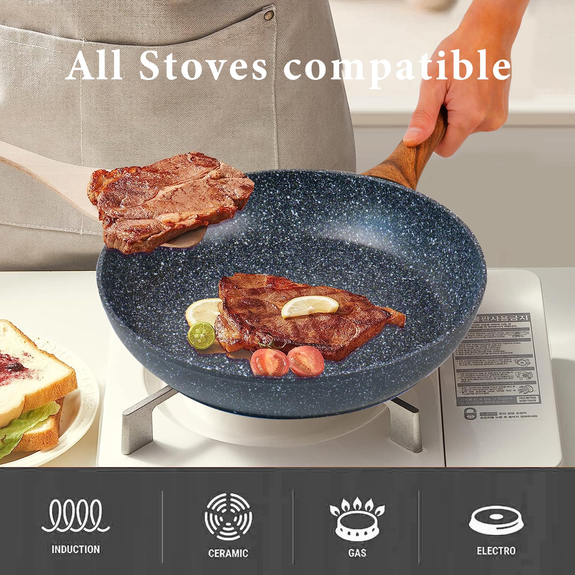 wellhouse 3-Piece Nonstick Frying Pan Set – Granite Skillet Cookware