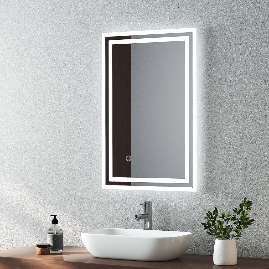 EMKE LED Bathroom Mirror – 400x600mm Backlit Vanity with Demister Pad