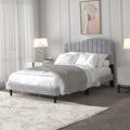 Galano Azalea Upholstered Double Bed Frame - Grey Fabric Platform Bed