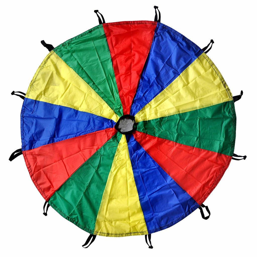 GSI Kids Play Parachute | 16ft Rainbow Polyester Toy with 16 Handles
