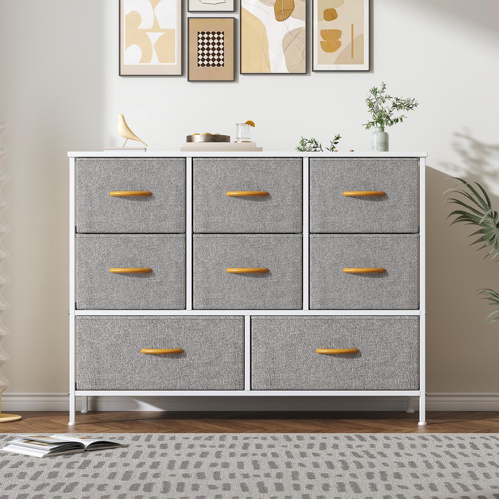 Feonase 8-Drawer Fabric Dresser | Metal Frame Storage Chest for Bedroom