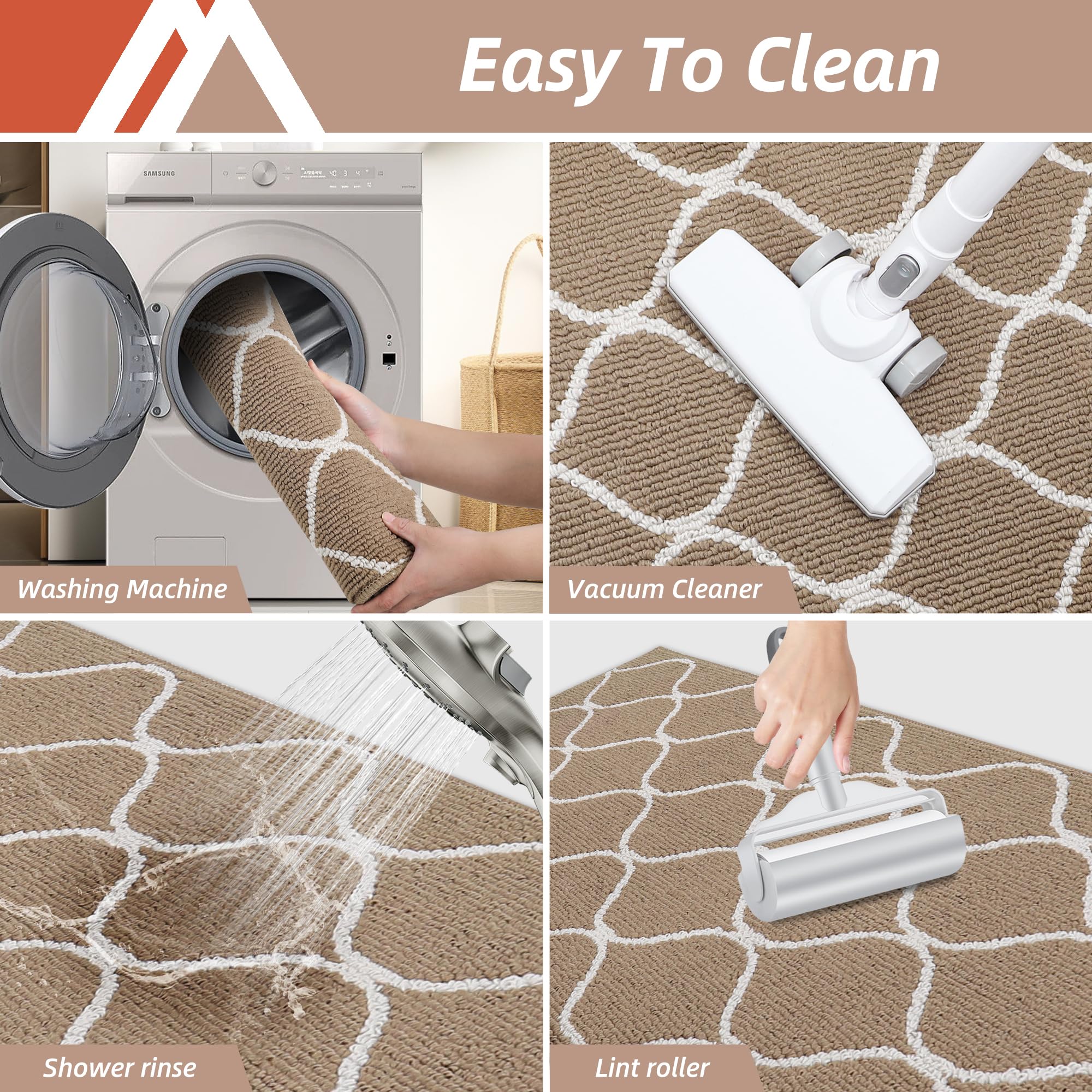 COSY HOMEER Kitchen Runner Rug | Non-Slip Washable Beige Mat, 60x180cm