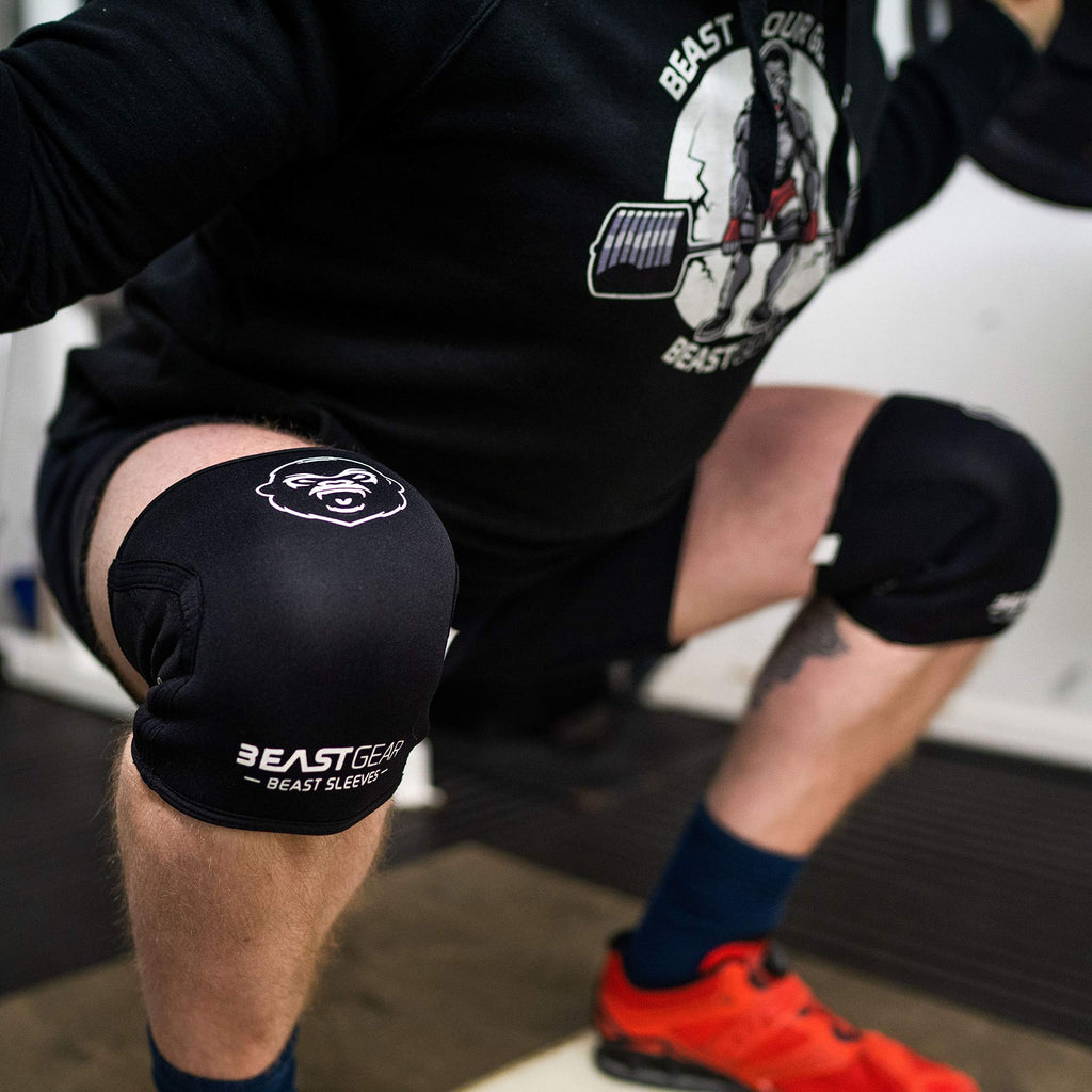 Beast Gear 5mm Neoprene Knee Sleeves for Powerlifting & Squats - Medium