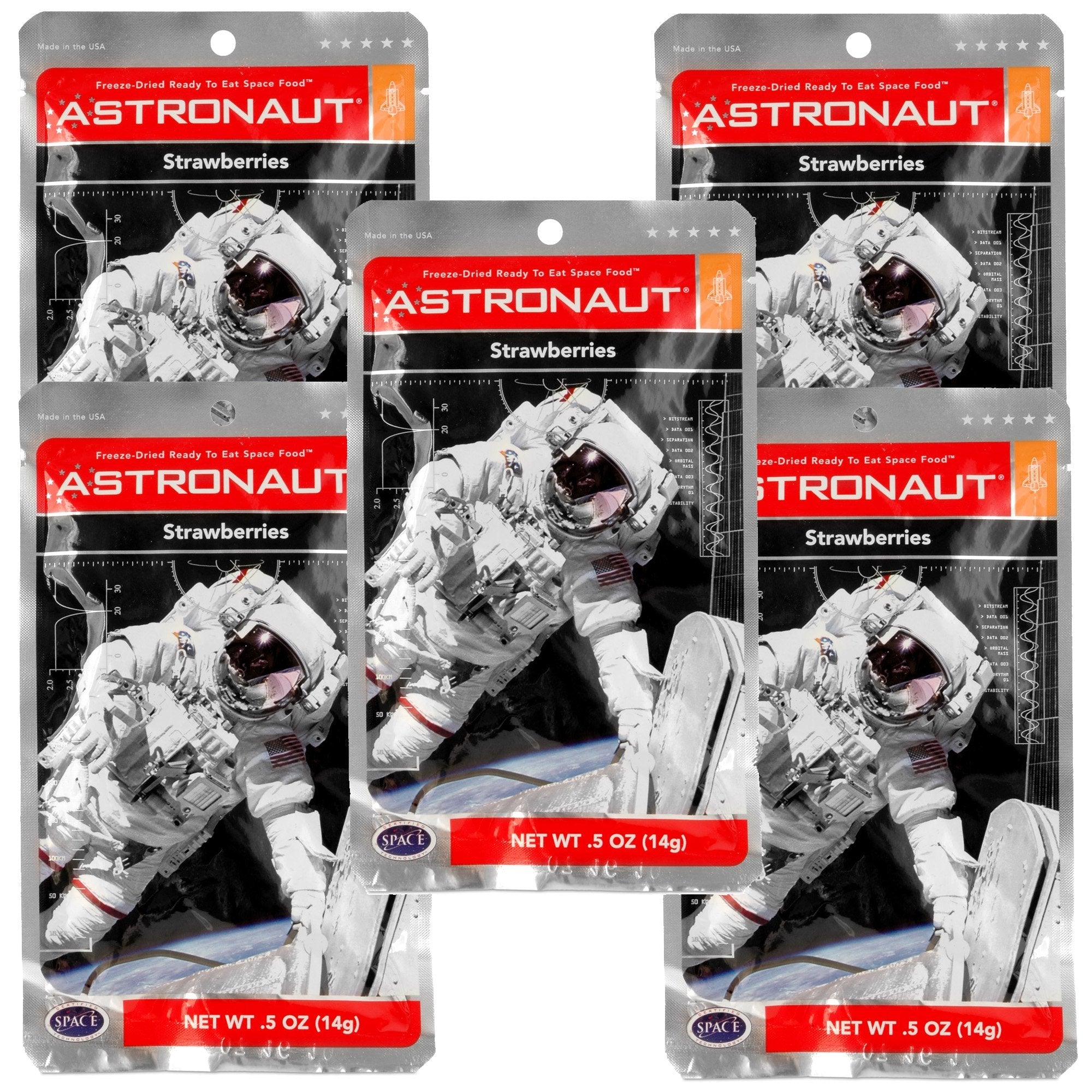 Astronaut Foods Freeze-Dried Strawberries | NASA Space Food - 5 Pack