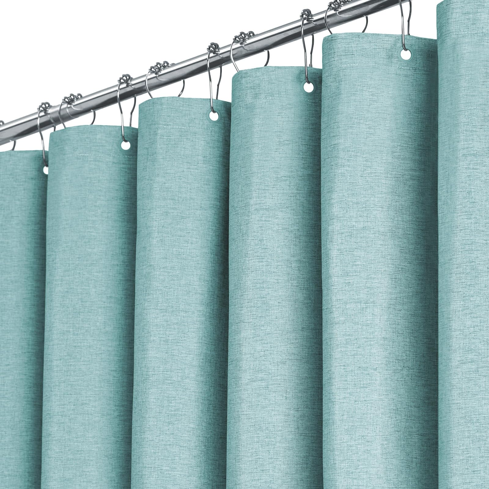 BTTN Teal Linen Shower Curtain – Waterproof Heavy Duty Polyester, 72x72