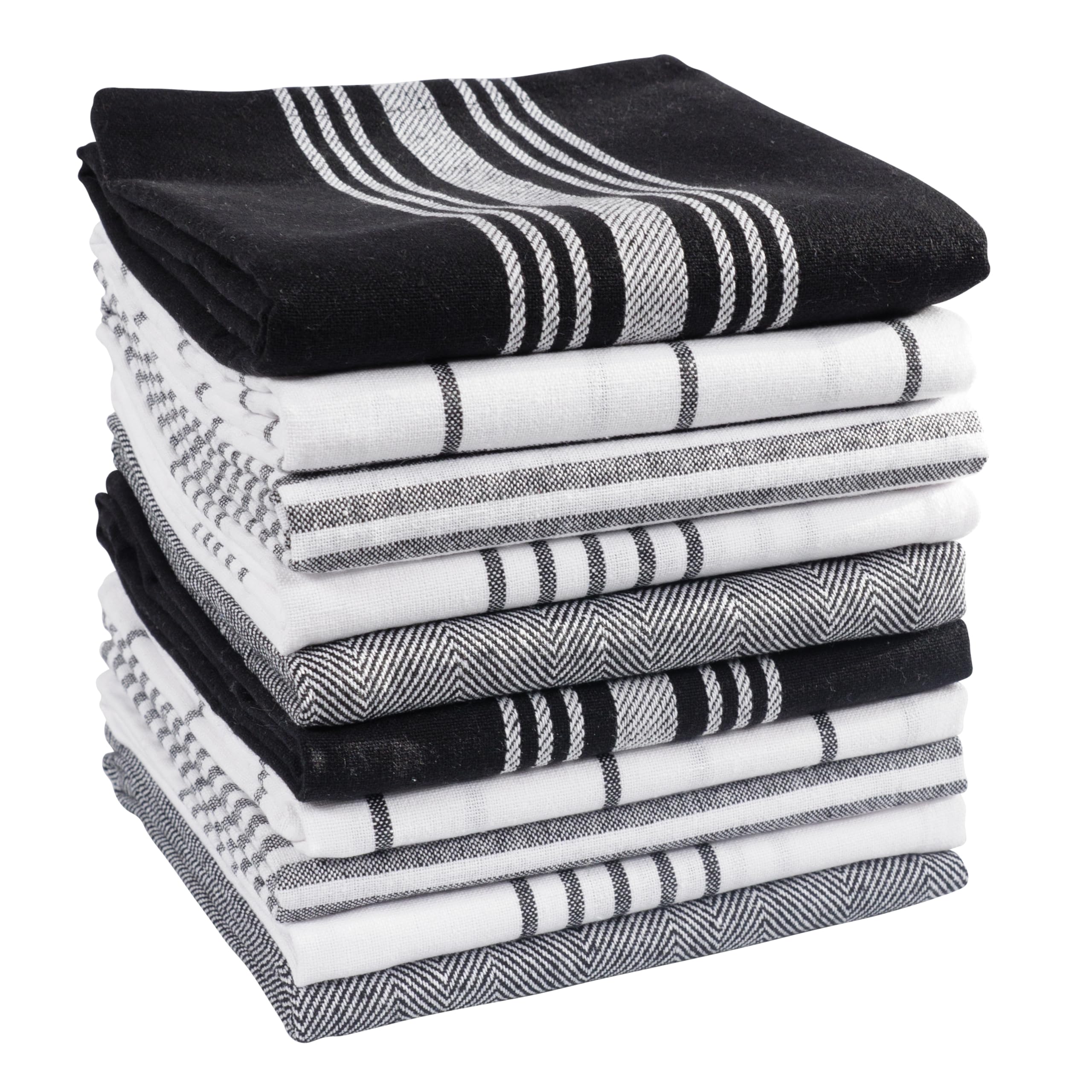 KAF Home Kitchen Towels – 10 Pack Absorbent Cotton Tea Cloths, Black