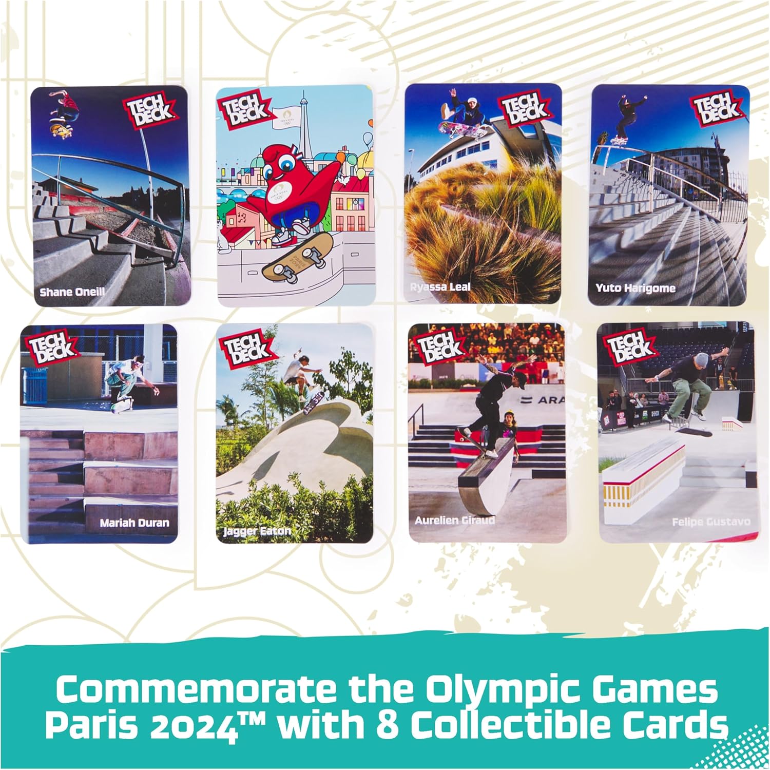 Tech Deck Paris 2024 Olympic Games Fingerboards 8-Pack – Mini Skateboards
