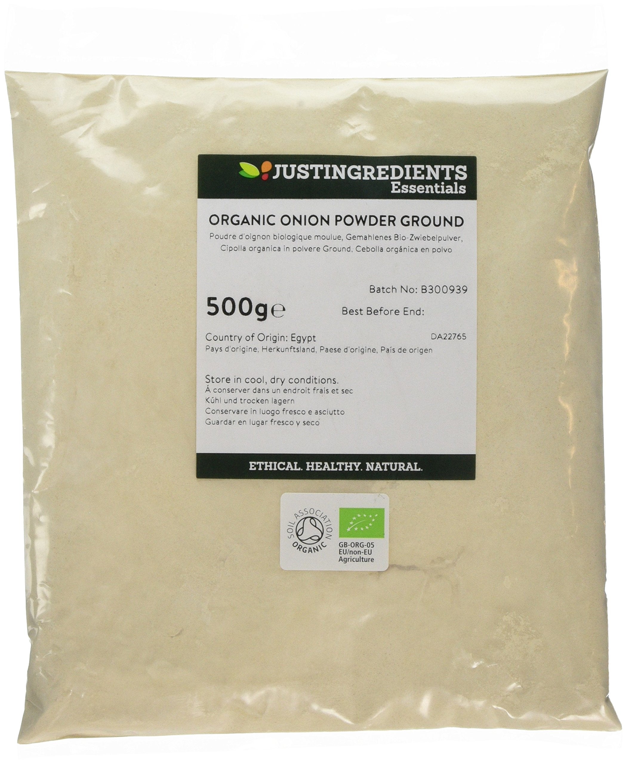 JustIngredients Organic Onion Powder – 500g Ground Culinary Spice