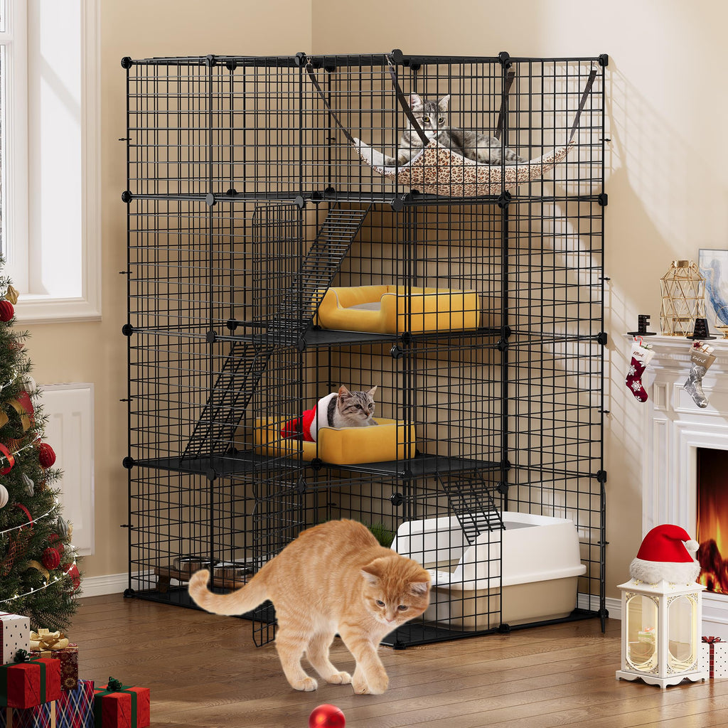 YITAHOME 4-Tier Large Metal Cat Cage - DIY Indoor Pet Playpen Enclosure