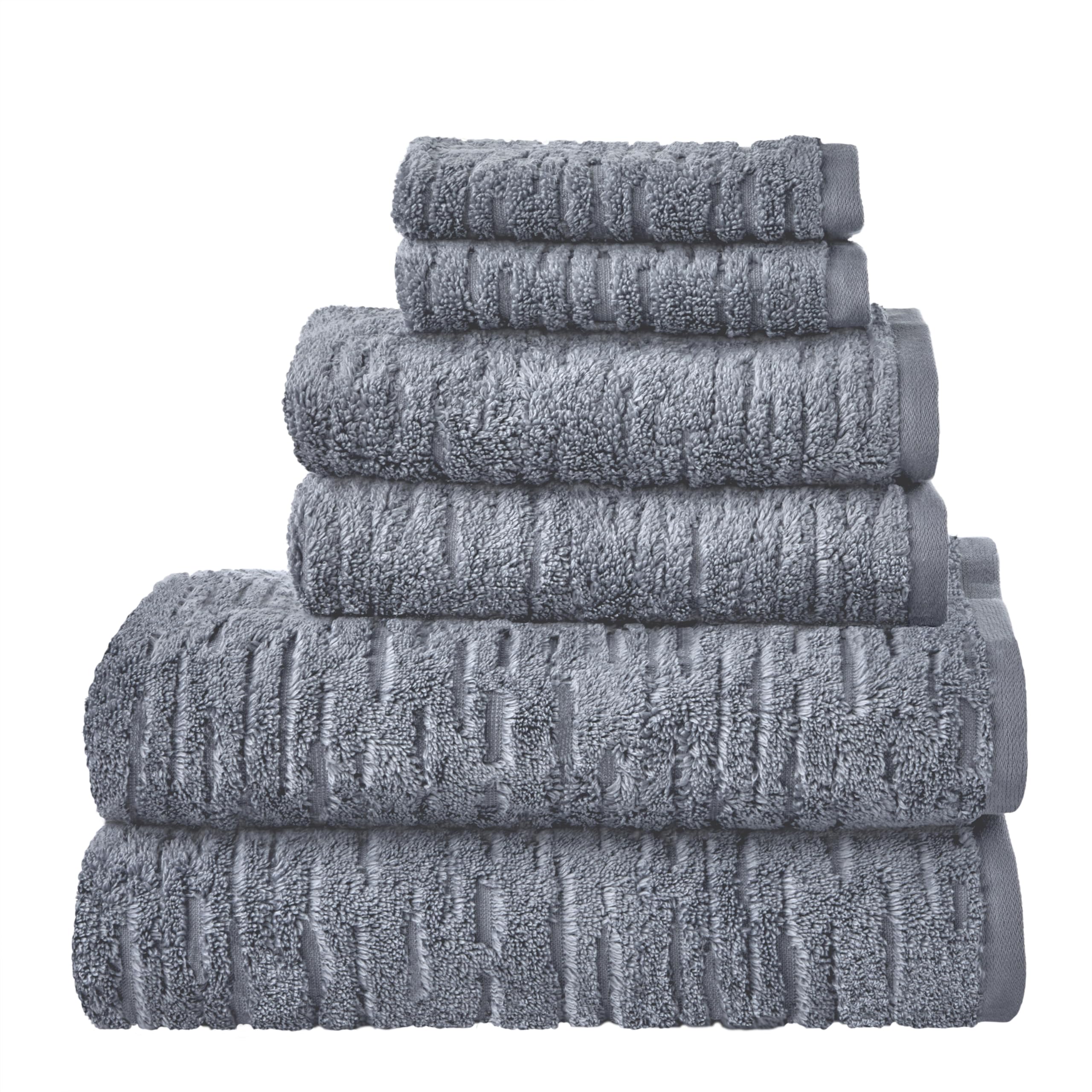 SKL Home CloudSoft 6-Piece Cotton Towel Set | 600 GSM Smoke Blue