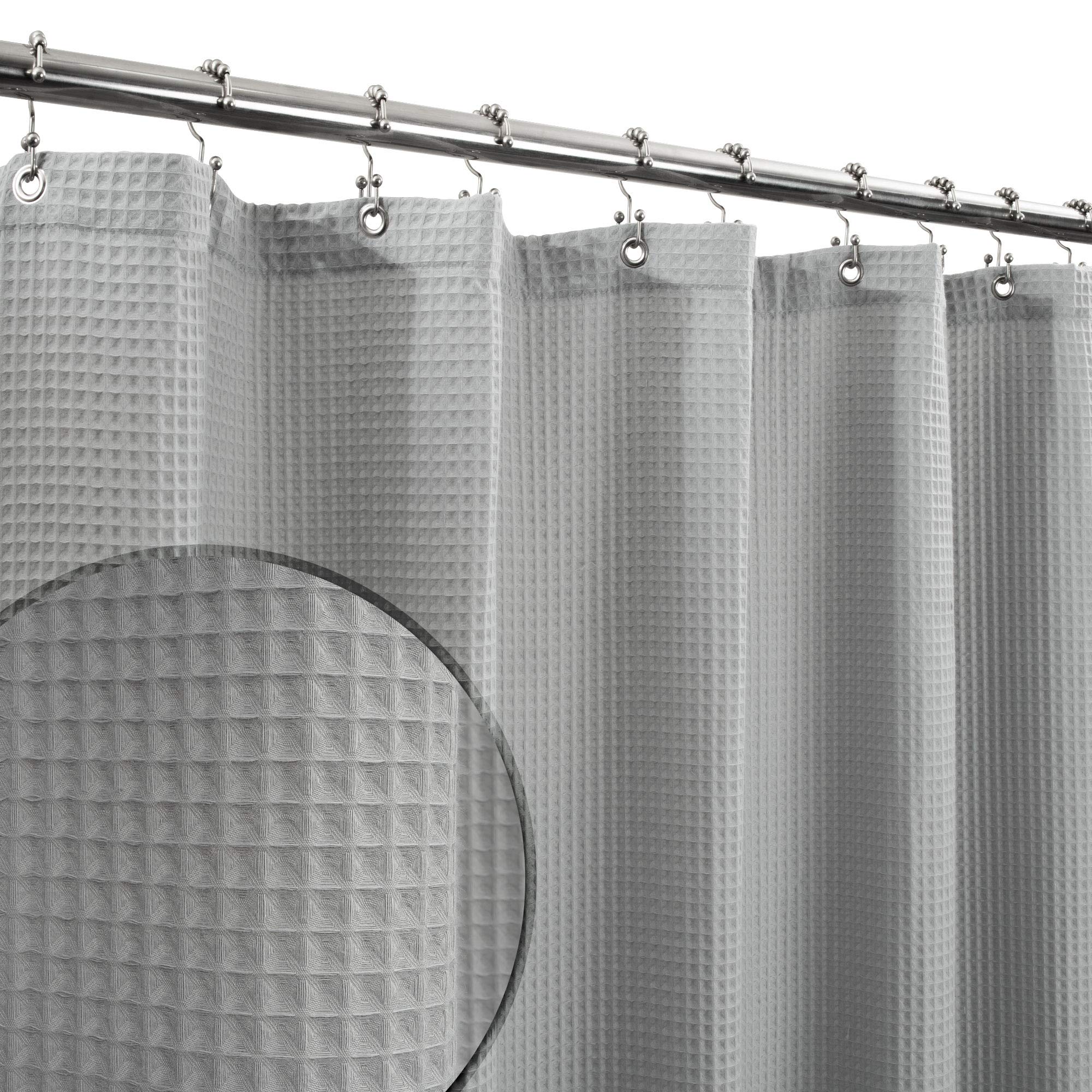 Barossa Design Long Waffle Weave Cotton Shower Curtain - 72 x 78 Inch