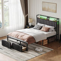 Besbed Double Bed Frame with Storage Drawers, LED Headboard & USB