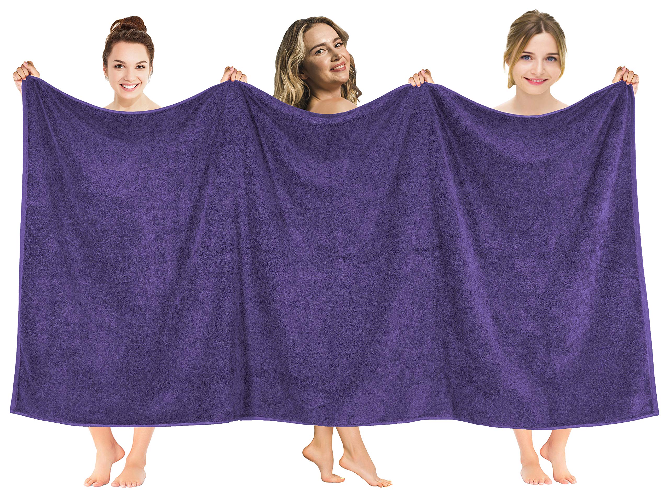 American Soft Linen Oversized Bath Sheet – 100% Cotton, 40x80, Purple