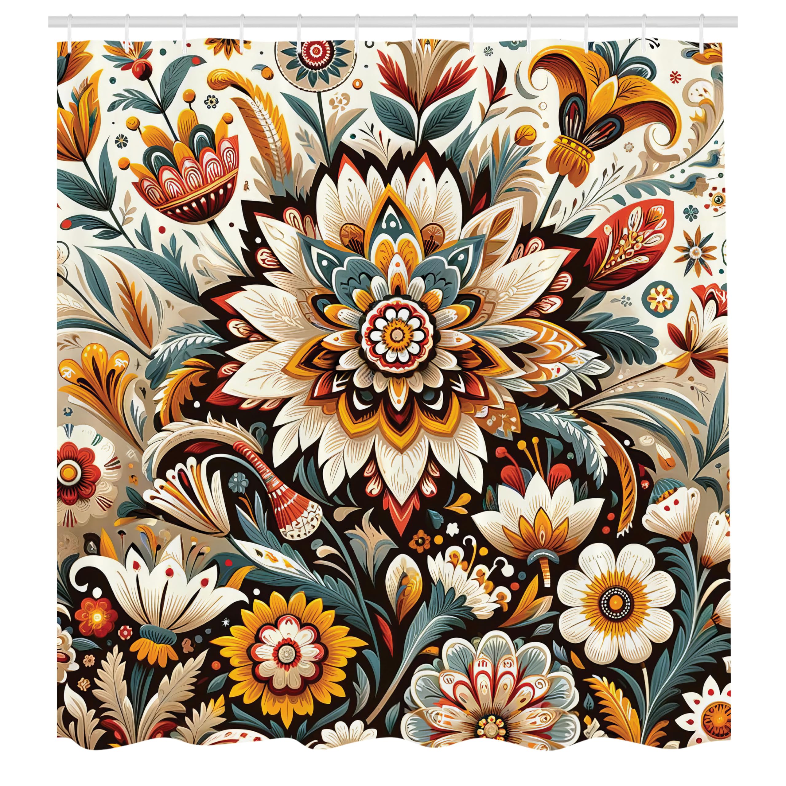 Abakuhaus Boho Floral Shower Curtain | Waterproof Fabric | 175 x 200 cm