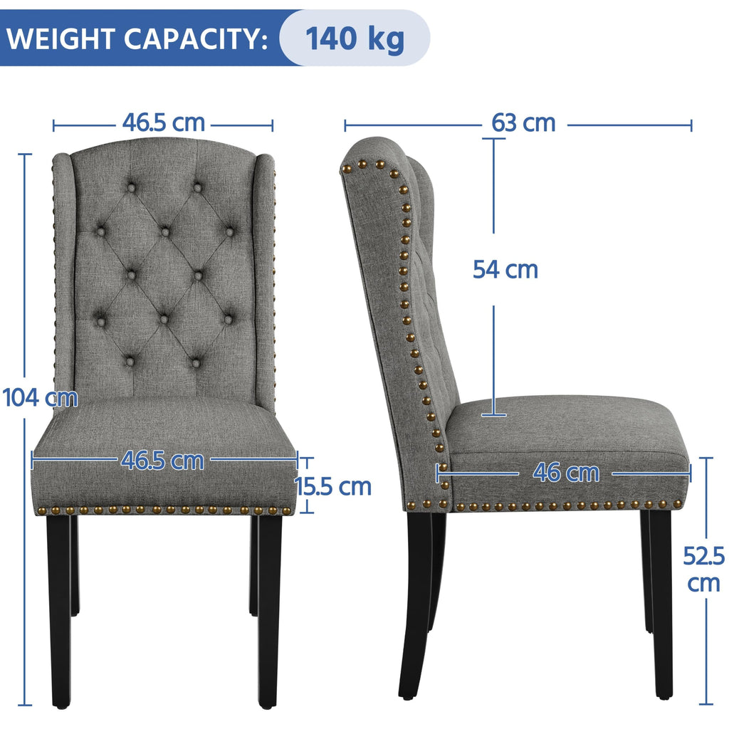 Yaheetech Classic Dining Room Chairs Set of 2 with Wooden Legs, Light Gray - image 3