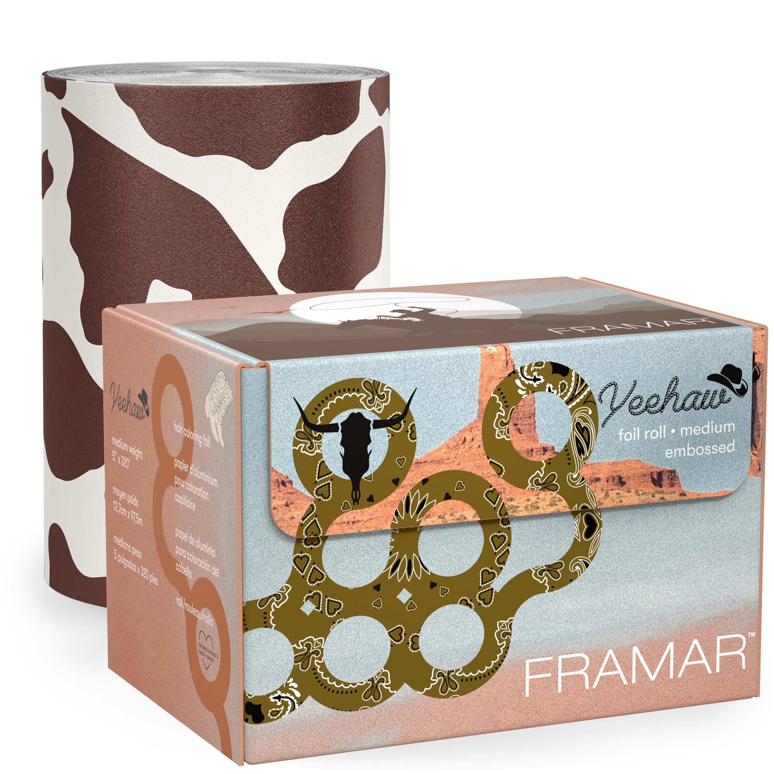 Framar Cow Print Hair Foil – Embossed Highlighting Foil Roll, 320 ft