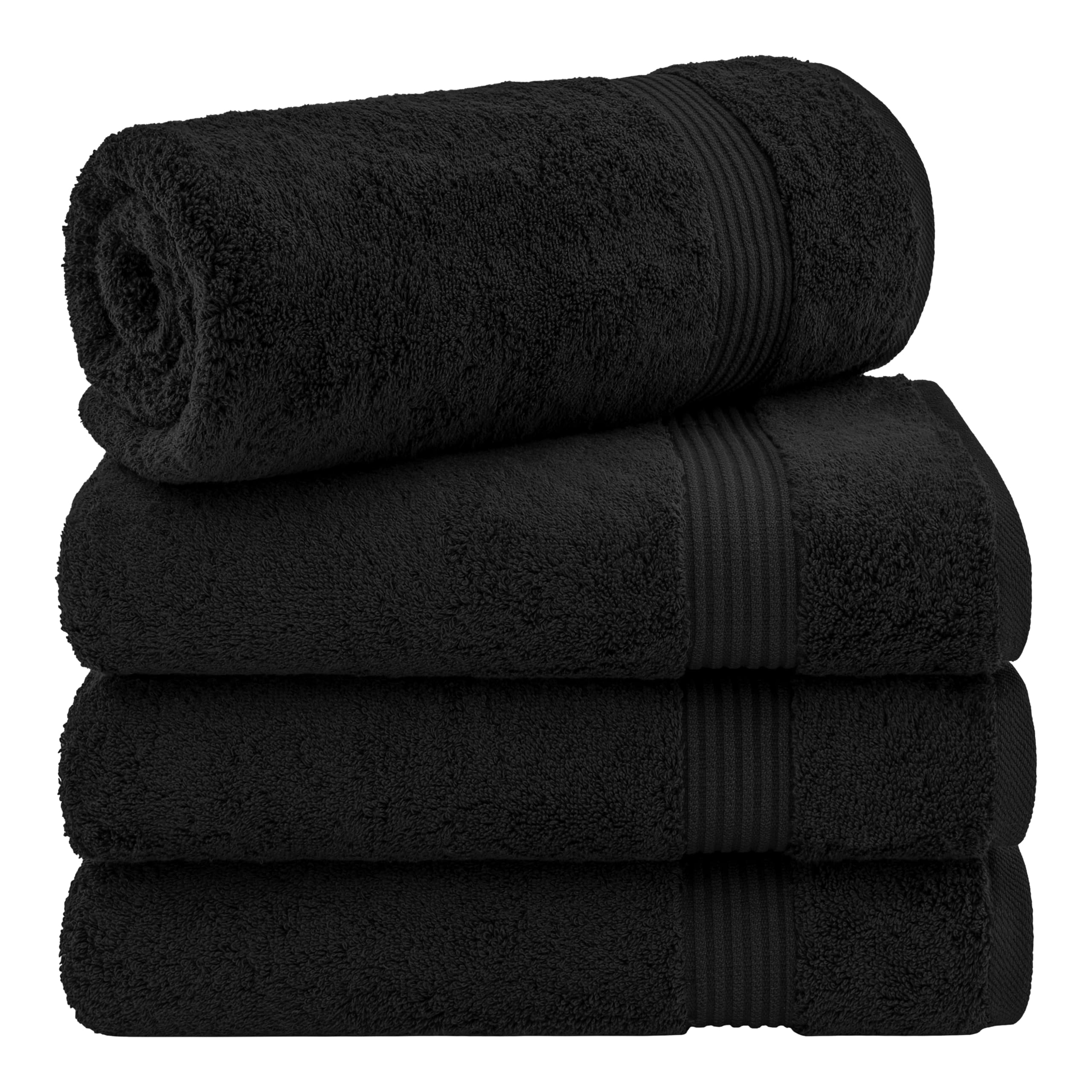Cotton Paradise 4-Piece Turkish Bath Towel Set | 100% Cotton, Black