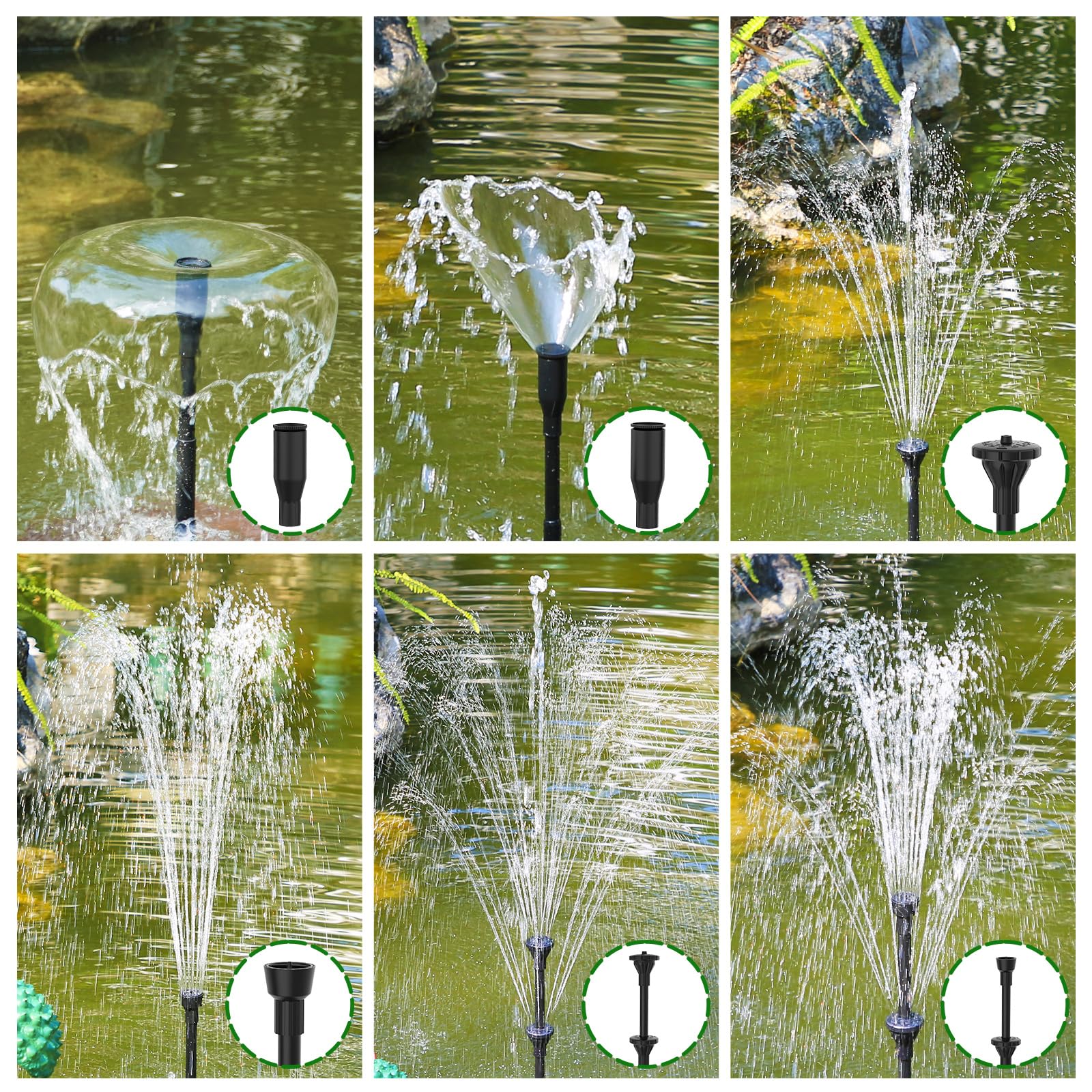 AMZtime 20W Solar Water Fountain Pump with 6 Nozzles for Bird Bath
