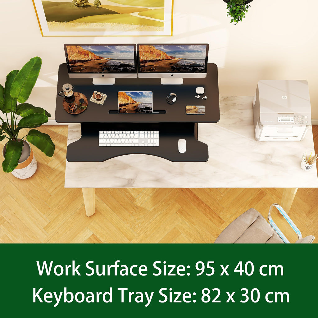 Lubvlook Standing Desk Converter | 37.4" Sit Stand Riser with Keyboard Tray