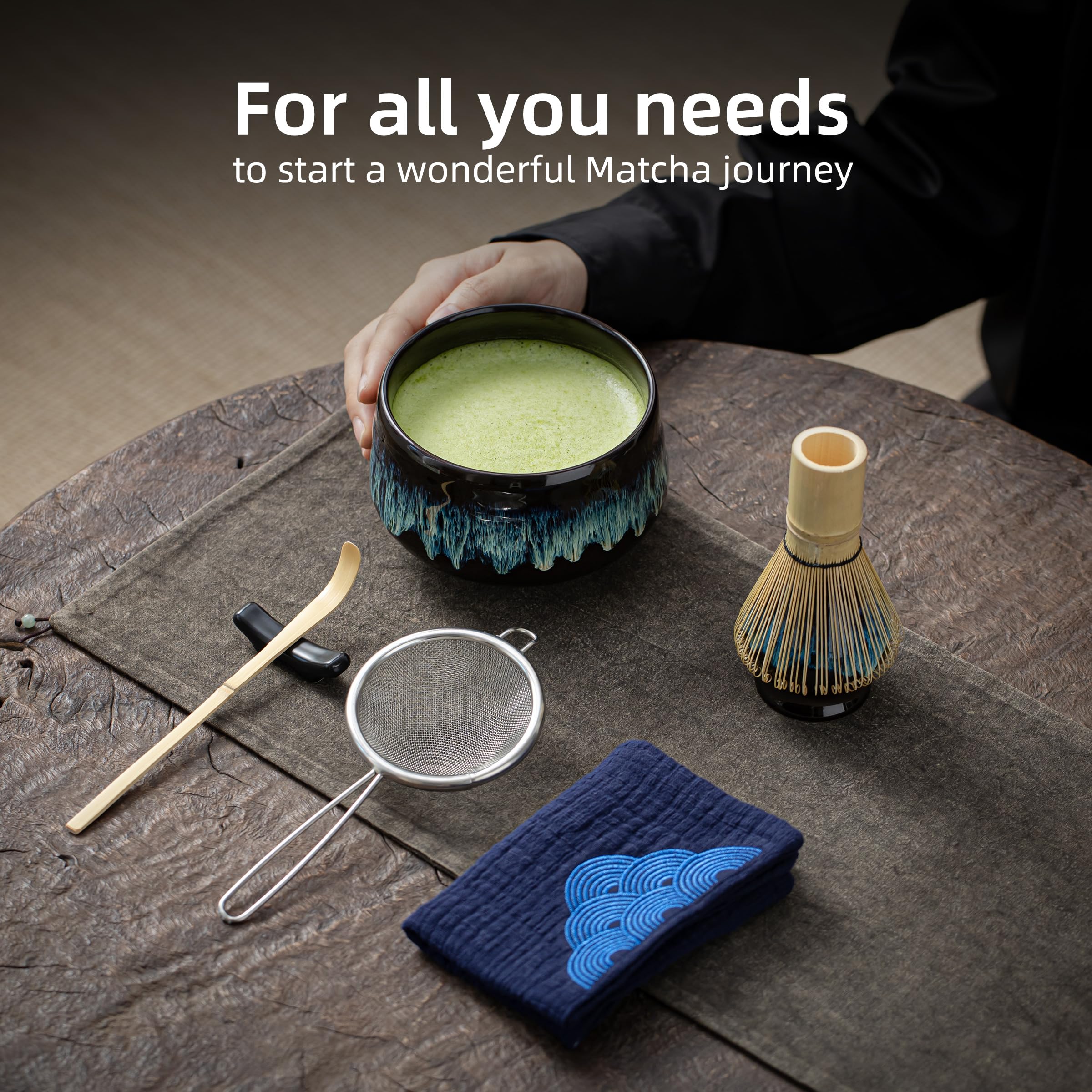 TEANAGOO 7-Piece Matcha Tea Set with Bamboo Whisk and Ceramic Bowl