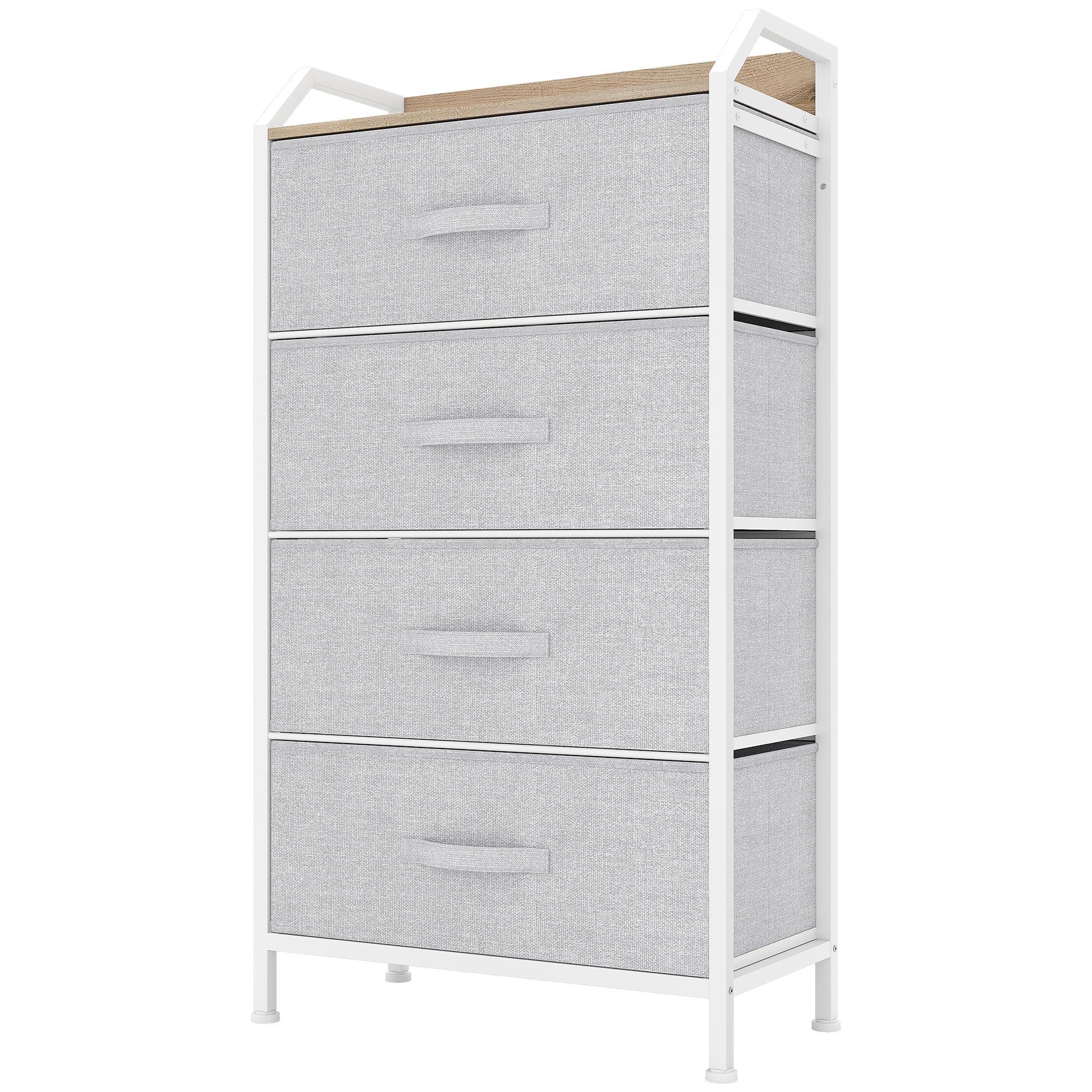 YITAHOME 4-Drawer Fabric Dresser | Steel Frame Storage Chest, Light Grey