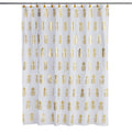 SKL Home Gilded Pineapple Shower Curtain – White & Gold Metallic Fabric