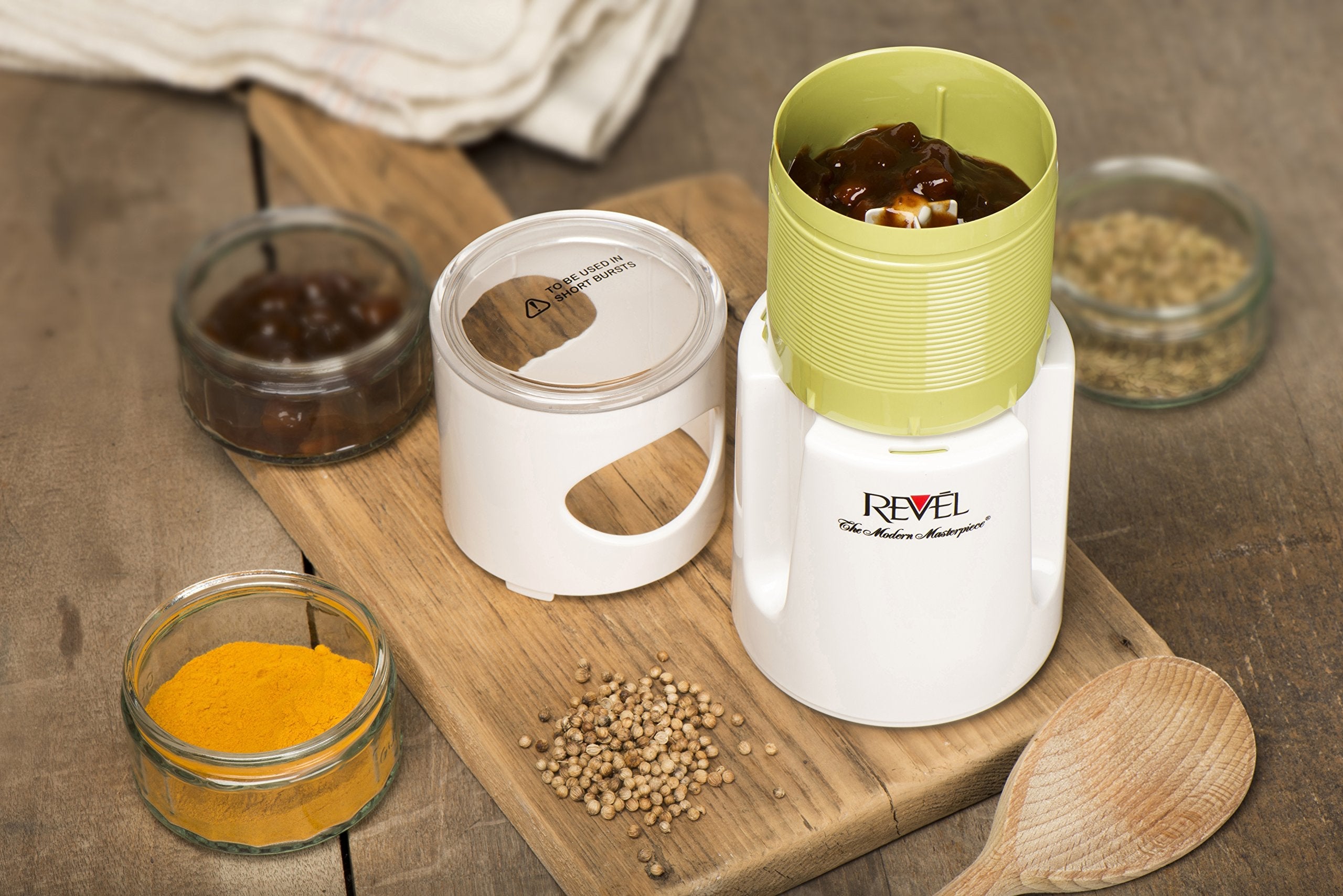 Revel CCM104 Wet and Dry Grinder – 280W Spice and Coffee Mill, White/Green