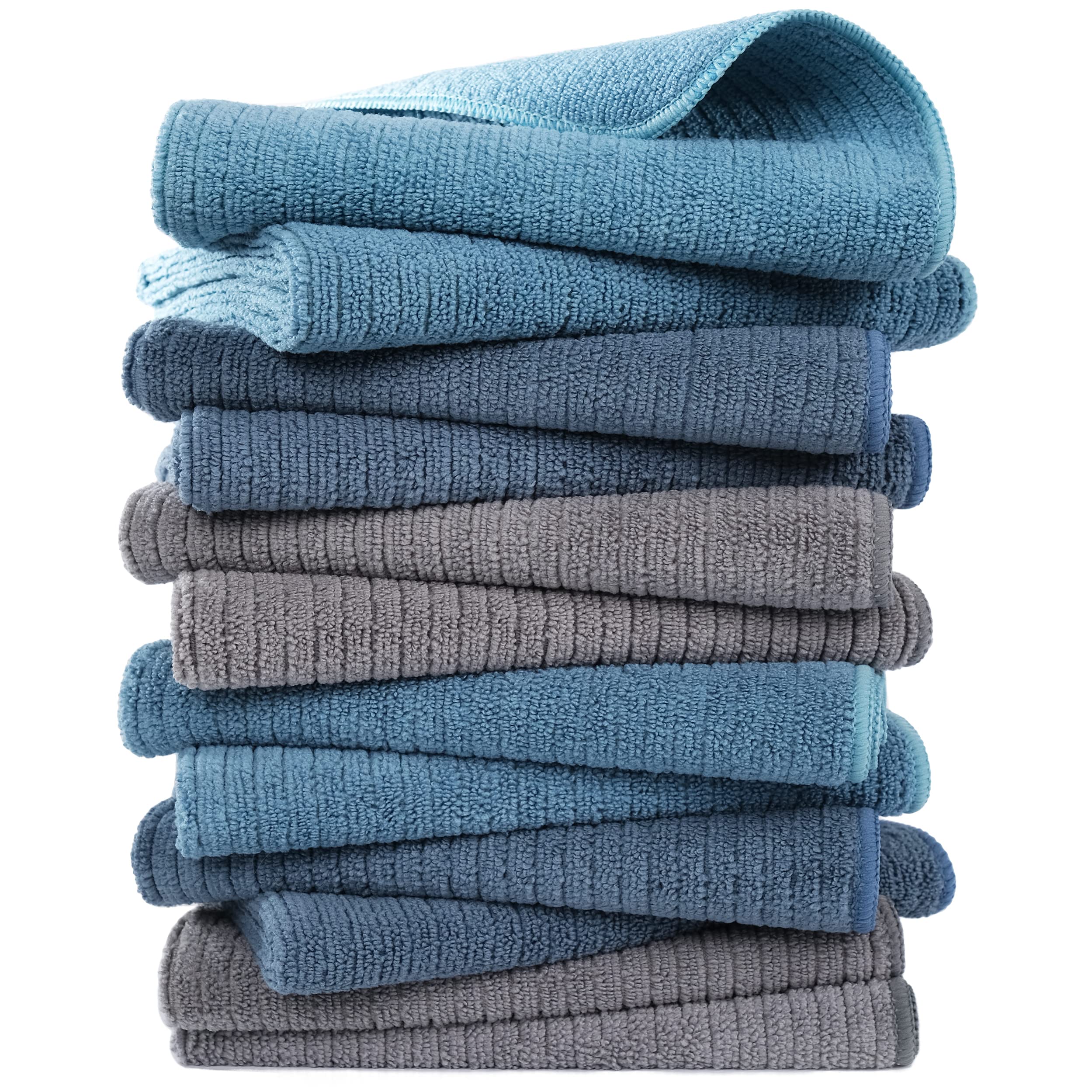 Polyte Premium Microfibre Kitchen Dish and Hand Towels, 12 Pack – 40x71 cm