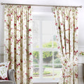 Fusion Jeannie Red Floral Cotton Pencil Pleat Curtains - 229 x 229cm