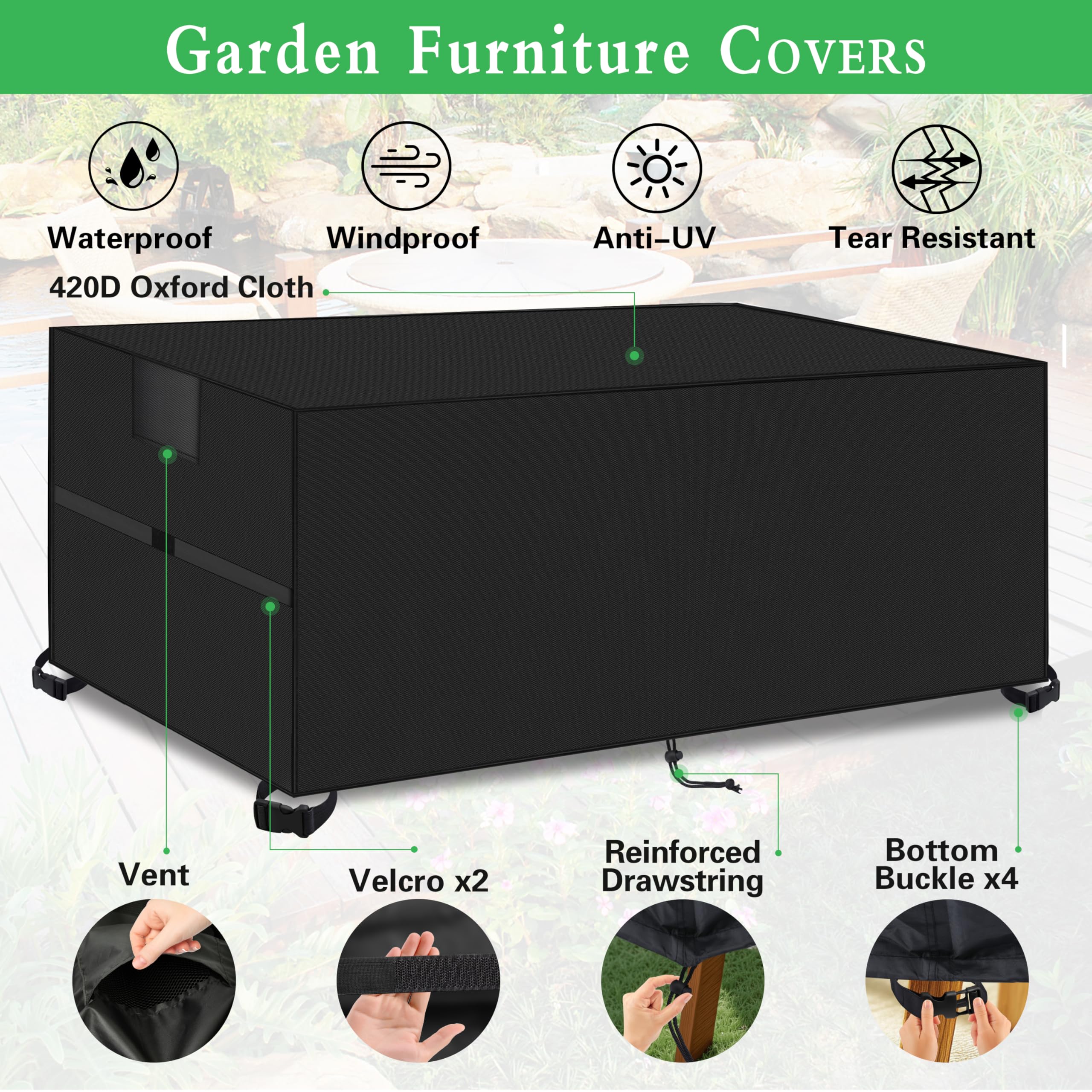 Patio Furniture Cover | 420D Heavy Duty Waterproof Oxford